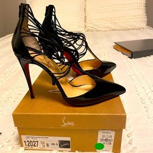 Christian Louboutin Confusa 100 Size 8-8.5 Patent Black Killer Heels